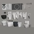 Modern Urinals In Bathroom Display With Various Designs Toilets And Washers