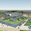 Modern Sales Office Building With Green Landscape Open Plaza And Architectural Design