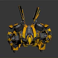 Robot Character With Yellow And Black Mechanical Armor And Futuristic Design Details