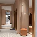 DAMIXS Modern Clothing Store Interior With Glass Windows Mannequins Display Counters And Display Areas