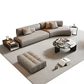 Modern Light Gray Sofa And Coffee Table Set With Ottoman Accent Chair And Side Table