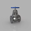 Industrial Silver Metal Valve With Blue Handle And Flange Connections