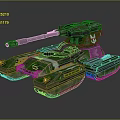 Green Camouflage Military Weapon Tank With Long Cannon And Heavy Armor
