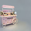 COACH Pink Mobile Cart with Beauty Products Skincare and Floral Decoration on White Wheels