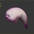 Adorable White Seal 3D Model With Red Eyes And Round Body On Gray Background