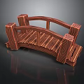 Wooden Small Bridge Model With Carved Railings And Textured Planks