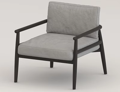 Modern Accent Chair With Gray Cushion And Black Frame For Living Room Decor 3d model
