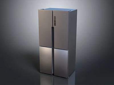 Sleek Modern Stainless Steel Multi Door Refrigerator With Shiny Surface And Digital Panel 3d model