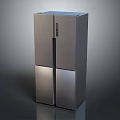 Sleek Modern Stainless Steel Multi Door Refrigerator With Shiny Surface And Digital Panel