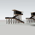 Modern Elevated Roadside Facility With Wooden Structure Staircase And Green Landscape