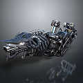 Mechanical Weapon with Intricate Metal Structure Futuristic Design Barrel and Gear Components