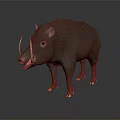 Realistic 3D Render of Wild Animal With Brown Fur Long Snout and Tusks