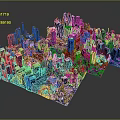 3D City Model Display With Detailed Skyscrapers And Modern Urban Buildings