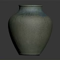 Textured Ceramic Vase With Greenish Body And Blue Drip Glaze Finish