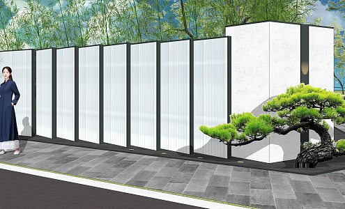 New Chinese Style View Wall Special-shaped View Wall New Asian Opposition Hollow View Wall 3d model