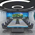 Modern Control Room With Large Screens Control Consoles And Seats Layout 3d model