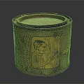 Vintage Metal Can With Yellow Label And Man Illustration For Household Use