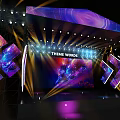 Modern Stage Design With Dynamic Lighting Large Screen And Theme Words 3d model