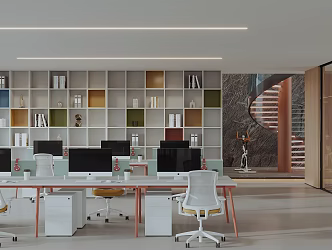 modern public office area office area 3d model
