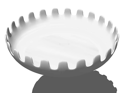 White Bowl Shaped Decorative Ornament Set With Scalloped Edge And Modern Design 3d model