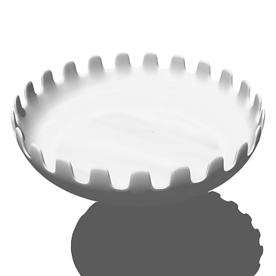 White Bowl Shaped Decorative Ornament Set With Scalloped Edge And Modern Design 3d model
