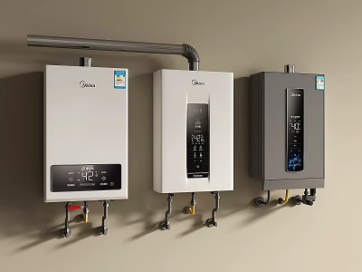Midea Wall Mounted Water Heaters With Digital Display And White Gray Design 3d model