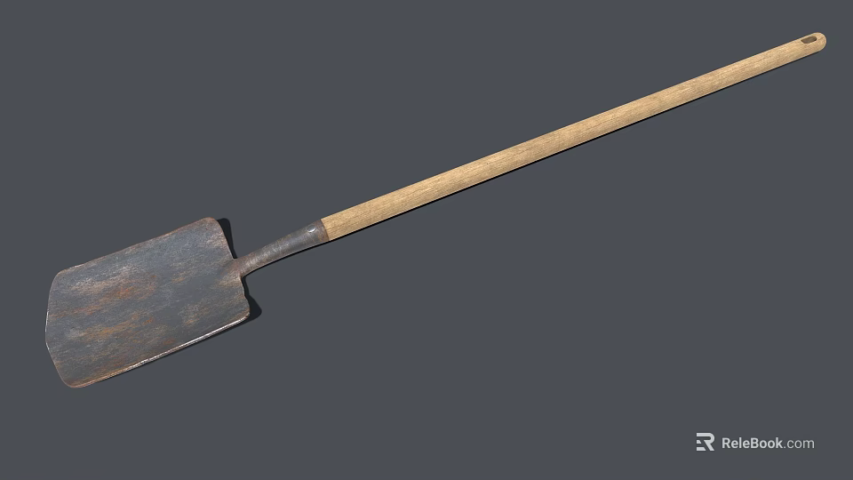 Agricultural Equipment Shovel With Wooden Handle And Metal Blade For Farming Use 3d model 