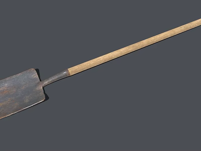 Agricultural Equipment Shovel With Wooden Handle And Metal Blade For Farming Use 3d model