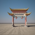 Chinese style memorial arch 3d model