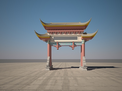 Chinese style memorial arch 3d model