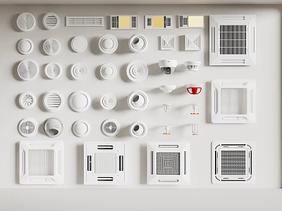 Different Types Of Air Conditioner Vents With Round Square And Grille Designs 3d model