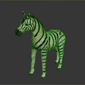 Detailed Standing Zebra Model With Black White Stripes And Glossy Reflective Base 3d model