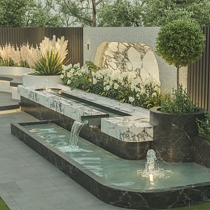 Forest series net red garden pool water feature 3d model