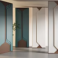 Modern Decorative Screen Design For Interior Space With Geometric Lines And Green White Brown Tones