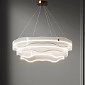 Elegant Modern Layered Wavy Chandelier with White Acrylic Design and Soft Lighting