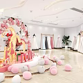 Bridal Shop Interior With Balloon Arch LOVE Decor And Various Wedding Dresses