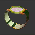 Luxury Watch With Golden Case Green Leather Strap And Shiny Dial
