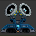Futuristic Sci-Fi Weapon With Blue Mechanical Base And Circular Energy Disks
