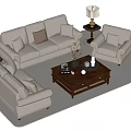 Elegant Modern Sofa And Coffee Table Set With Pillows Side Tables And Table Lamps