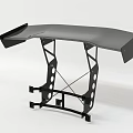 Black Curved Gaming Desk With Hollow Metal Frame And Wing Extensions
