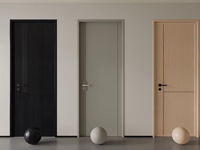 Modern Minimalist Flush Doors in Black Gray and Beige for Home Interior 3d model