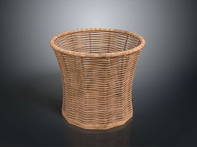 Natural Wicker Storage Basket Practical Household Organizing Item For Daily Use 3d model