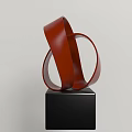 Modern Red Spiral Decorative Ornament Set With Black Square Base