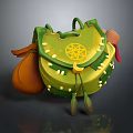 Green Stylish Fashion Bag With Yellow Accents Brown Details Wing Design And Star Emblem