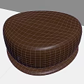 Round Dark Brown Wooden Coffee Table with Smooth Surface and Simple Design 3d model