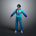 Man Wearing Blue Gradient Hoodie With Backpack And Sunglasses In Casual Blue Jeans Outfit
