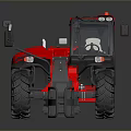 Red And White Telehandler With Operator Cabin Front Fork And Large Tires 3d model