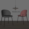 Modern Silver And Pink Leather Dining Chairs With Black Metal Legs In Minimalist Interior