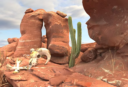 Desert Stone Green Planting 3d model
