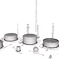 Industrial Storage Tanks and Towers with Supporting Equipment in Industrial Facility